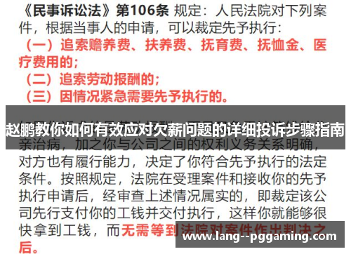 赵鹏教你如何有效应对欠薪问题的详细投诉步骤指南 赵鹏教你如何有效应对欠薪问题的详细投诉步骤指南
